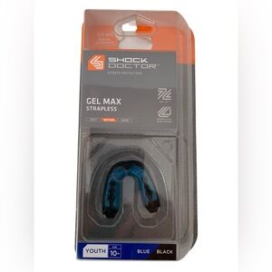 NWT Shock Doctor Mouth Guard Gel Max Strapless Sport Protection Blue Youth 10-